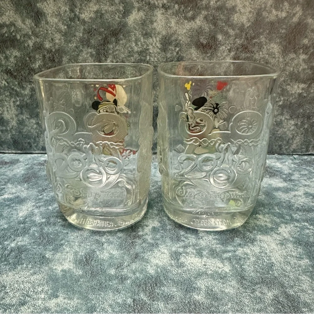 Disney Mickey Mouse Glass Tumblers - Red, Yellow, Green